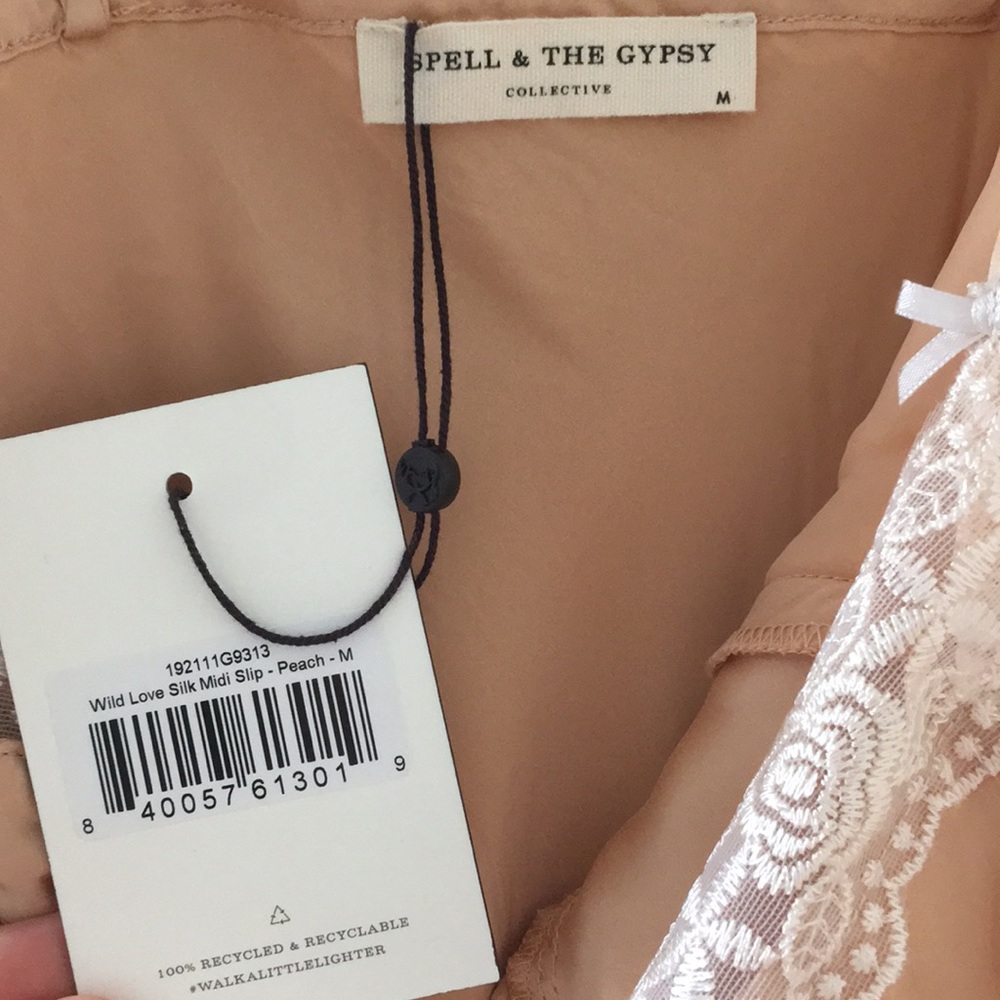 Spell Wild Love Silk Peach Slip Dress medium NWT - Picture 12 of 15